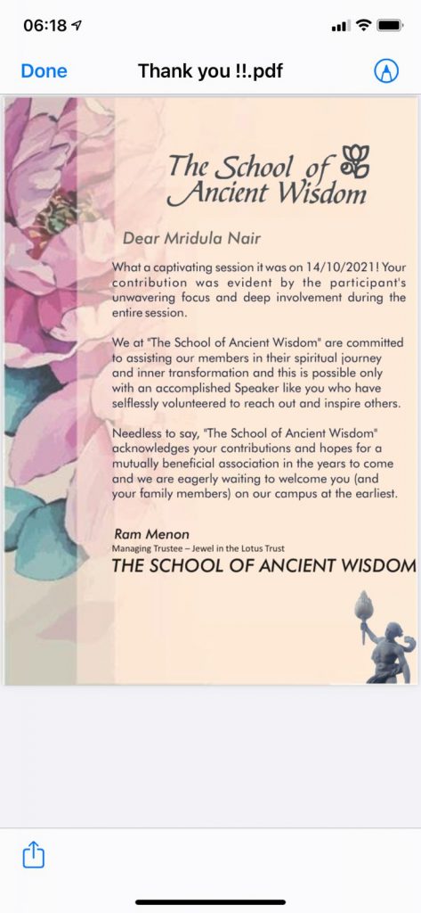 EfT presentation at The School of Ancient Wisdom